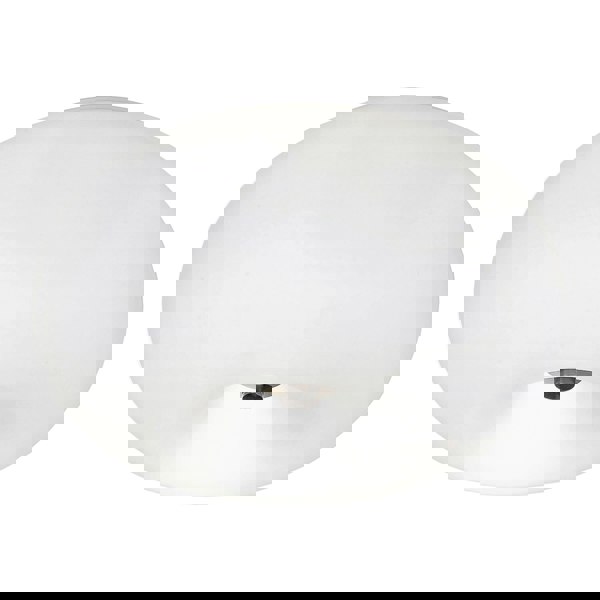 Wall Flush Ceiling Light Satin Nickel Shade White Glass Opal Matt Bulb E27 2x60W Loops