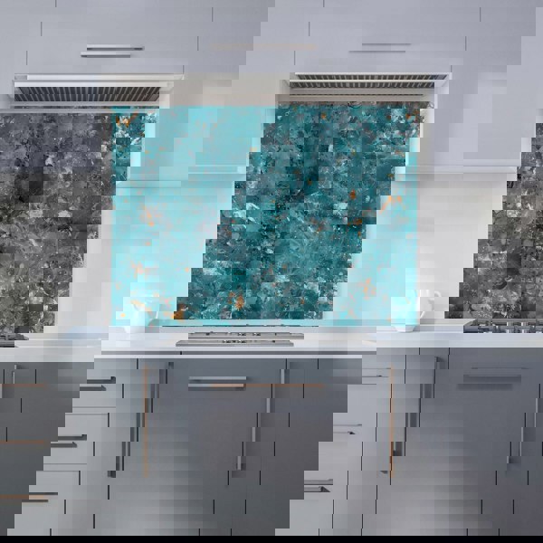 Warren Reed - Designer Polished Teal Quartz Effect Kitchen Splashback