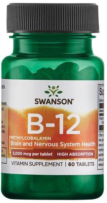 Swanson Vitamin B-12 Methylcobalamin, 5000mcg High Absorption - 60 tabs