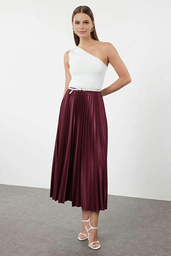 WOVCOR Pleated Maxi Stretch Knit Skirt
