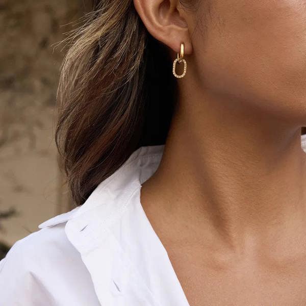 Elk & Bloom Dainty 14k Gold Gemstone Double Loop Hoops