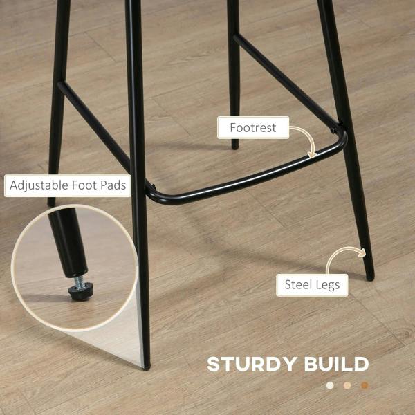 Black steel bar stool legs with arched footrest and adjustable foot pads