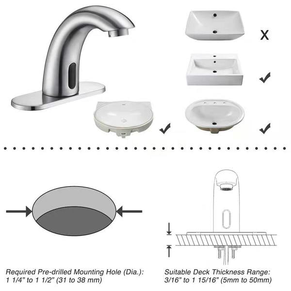 Ener-J Touchless Motion Sensor Faucet with LED Temperature Display, 360 Degrees, 3 Flow Modes, Cold & Hot
