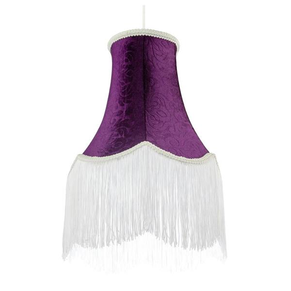 Victorian Styled Vintage Tall Lamp Shade in Purple Floral Velvet Image 5
