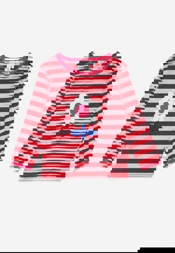 Organic Pink Flower Applique Long - Sleeved T-Shirt - Toby Tiger