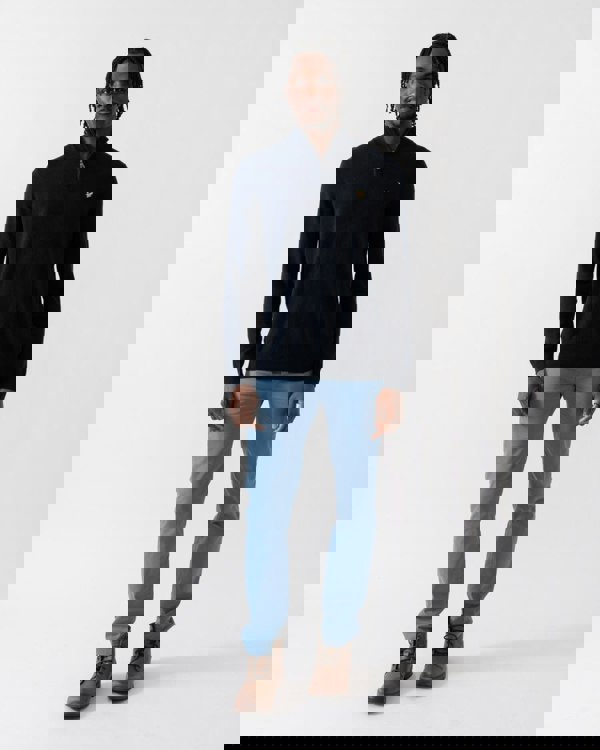 Lyle & Scott Cotton Merino Mens Quarter Zip Jumper - Z271 Dark Navy