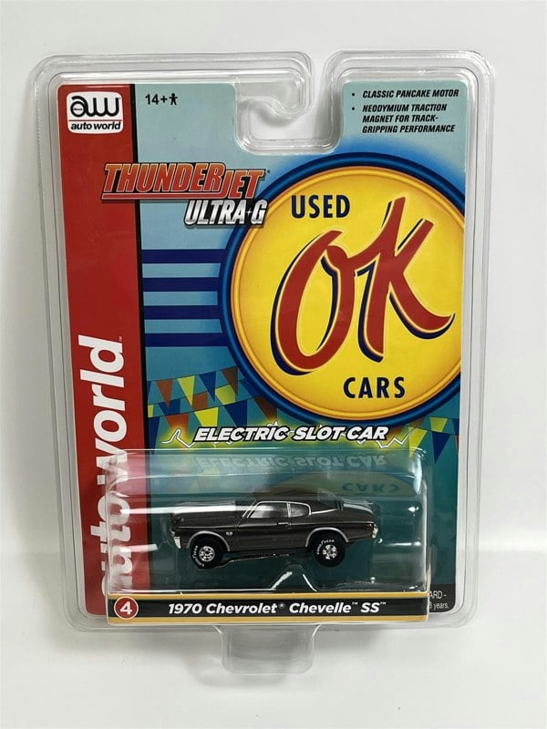 Auto World Slot Cars 1970 Chevrolet Chevelle SS Grey Thunderjet Ultra G HO Slot Car SC377-4