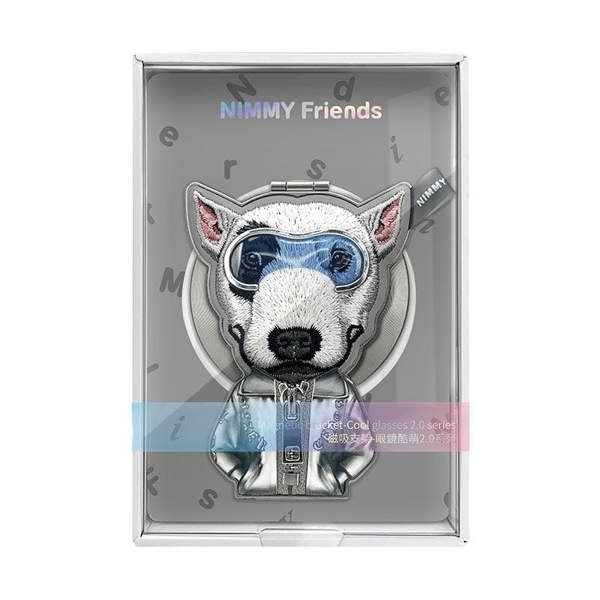 Nimmy Friends Nimmy Cool & Cute 2.0 Blue Terrier Dog Embroidery Magnetic Stand with MagSafe Grey - N-KM-BSZJ-019