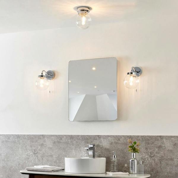 Pagazzi Lighting Amelie IP44 Flush Polished Chrome Ceiling Light