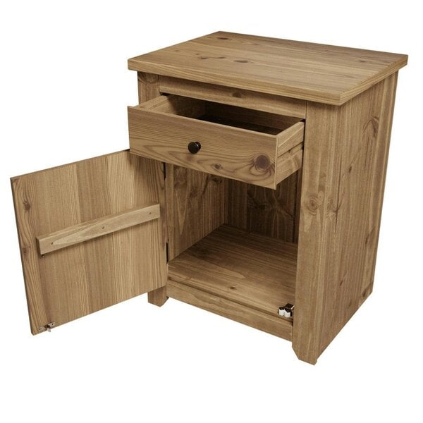 Wyld Haus Tralee Brown Wooden Bedside Table 1 Drawer 1 Door
