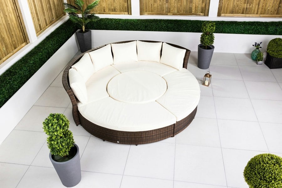 Giardino Delphi 3-in-1 Modular Round Sofa Daybed & Dining Set