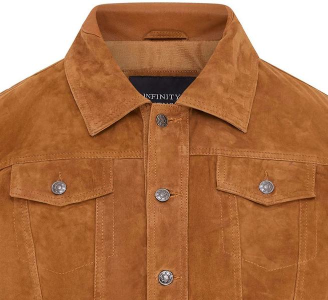 Infinity Leather Mens Goat Suede Leather Jeans Jacket- Nurmes
