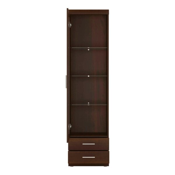 Wyld Haus Sonderborg Dark Mahogany Tall 1 Glass Door 2 Drawer Narrow Cabinet