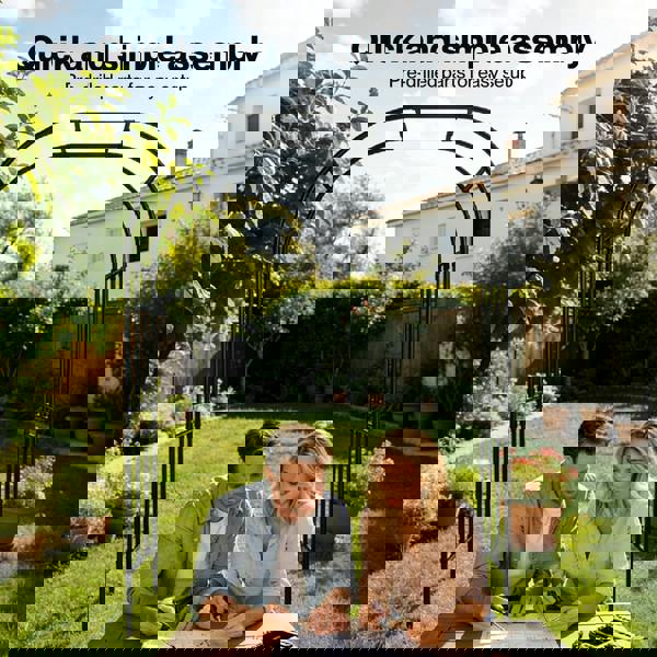 LAMBU 2.4M Metal Garden Arch Trellis Rose Climbing Plant Archway Tubular Frame