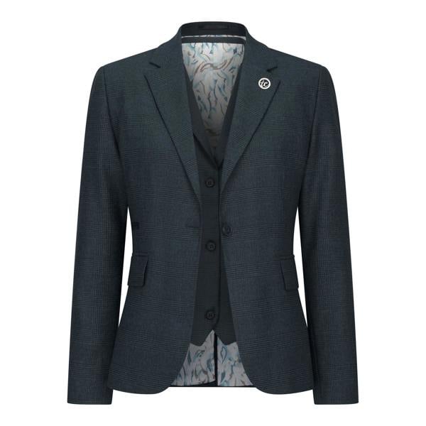 TruClothing Women's Olive Three-Piece Tailored Fit Suit in Prince of Wales Check