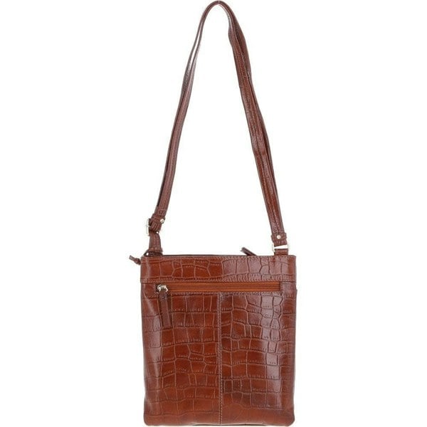 Womens Small Zip Top Leather Cross Body Bag: TAB