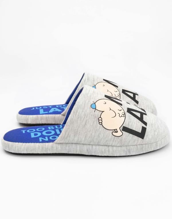 Mr. Men Mens Grey Mr Lazy Mule Slippers