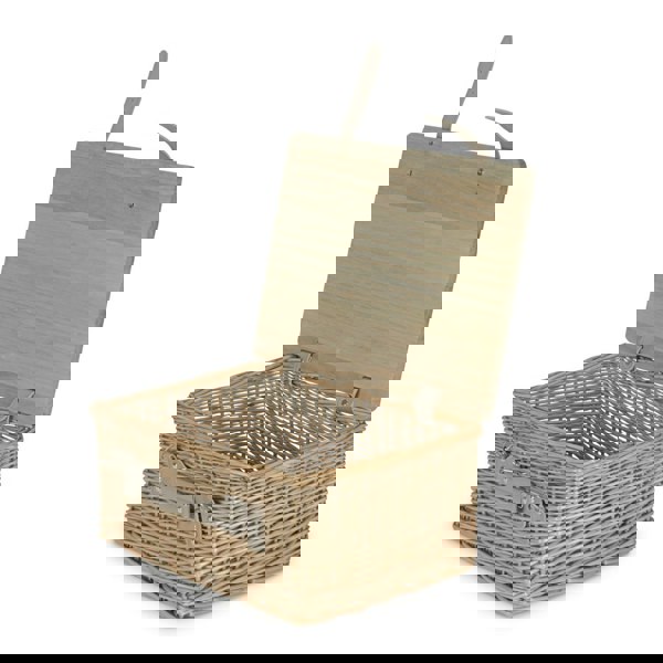 41cm Antique Wash Empty Picnic Basket with Pinewood Lid