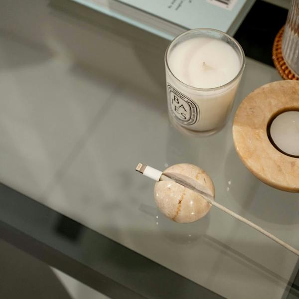Marble cable ball three colours desk organiser genuine stone