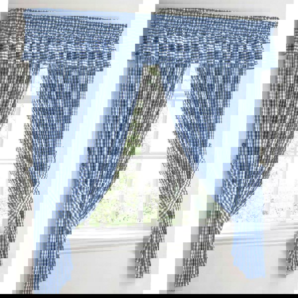Velosso Kitchen Trends Gingham Check Kitchen Curtains - 117cm x 106cm