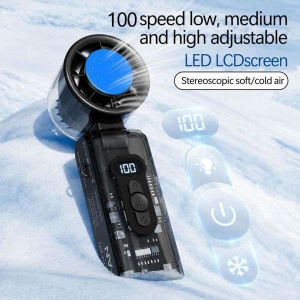 Dyzi Ice Cooling Folding Fan USB Rechargeable Black