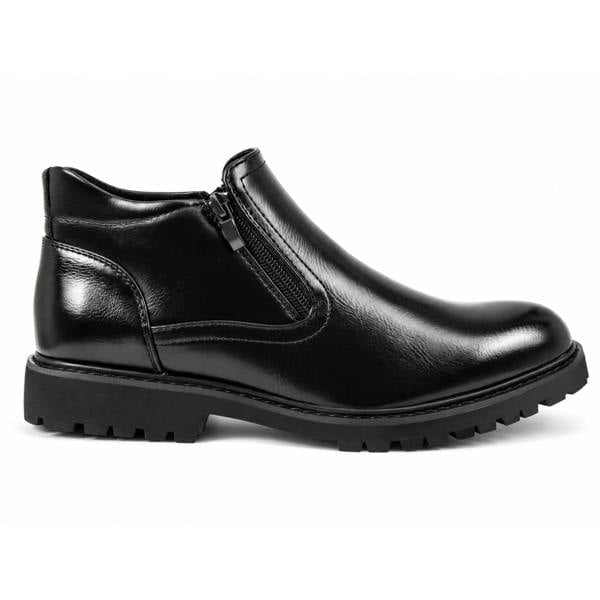 Dolcetto Men's Vegan Leather Side-Zip Casual Ankle Boots - Black