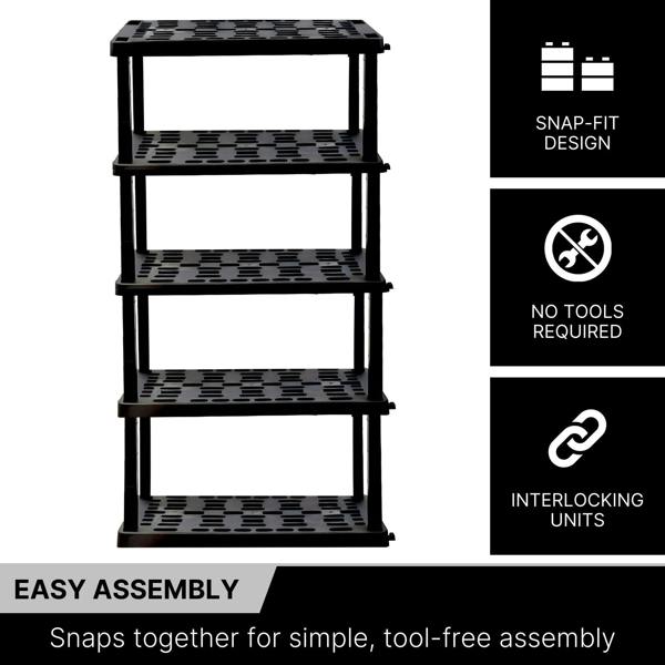 Oskar 5 Tier Shelves Garage Shelving Units Heavy Duty Storage Racking Shelf 45x91x187cm