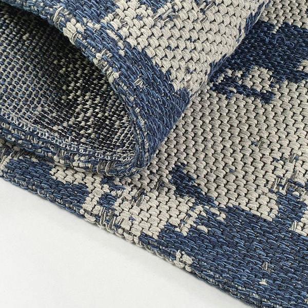 Viva Rugs Cotton Rug Navy and Grey Flatweave Mottled Small Extra Large XL Woven Mat Living Room Bedroom Carpet Abstract Oil Painting Pattern