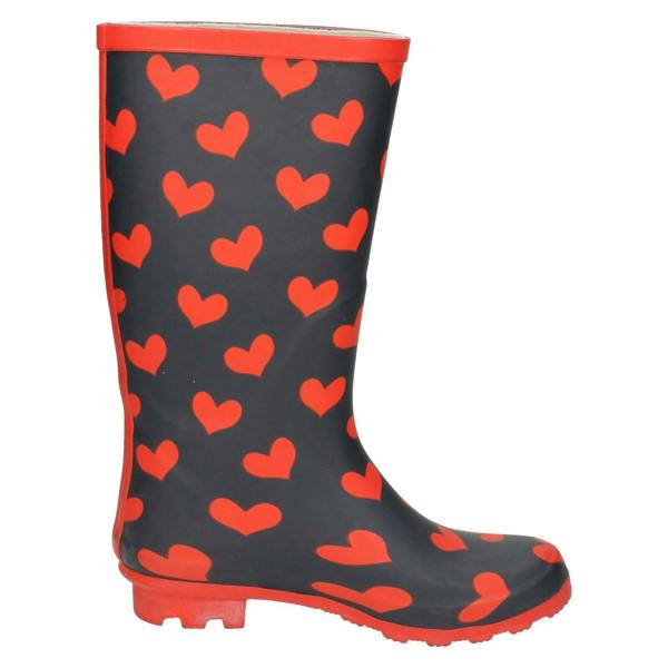 Spot On Ladies Spot On Heart Print Wellington Boots