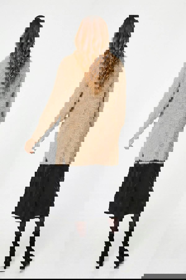 Beige | Soft Textured Longline Open Cardigan
