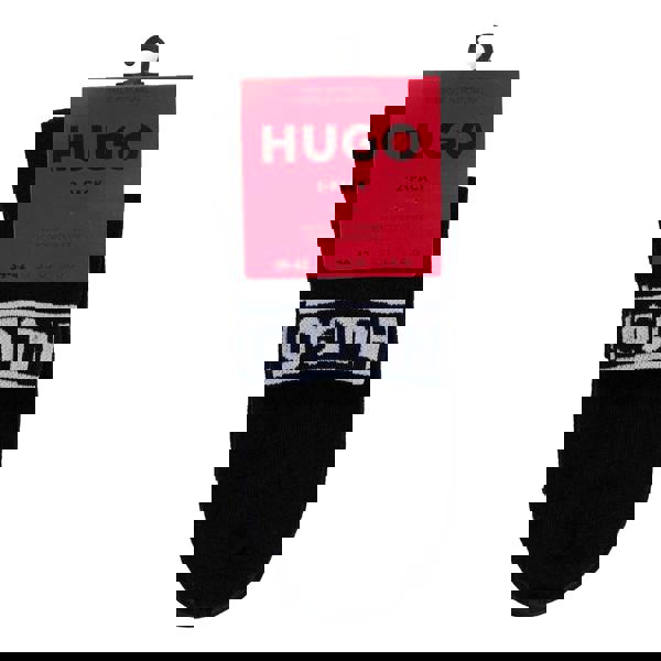 Hugo Unisex Adult Logo Cuffed Socks (Pack of 2) - Black - 