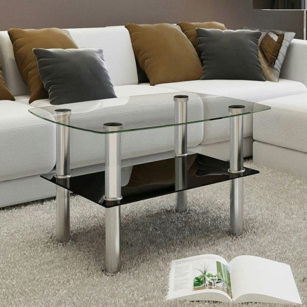 Berkfield Coffee Table Glass 2 Tiers