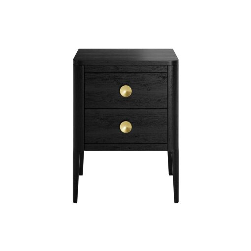 Wyld Haus Bologna Black Oak and Brass Two Drawer Bedside Table