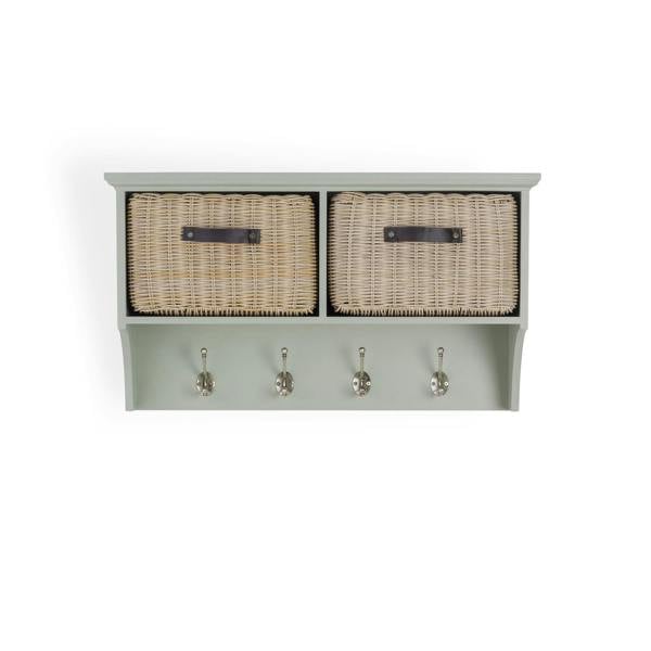 Statement Furniture Tetbury Wall Coat Rack with 2 Strong Storage Baskets. Assembled Hallway Storage Shelf