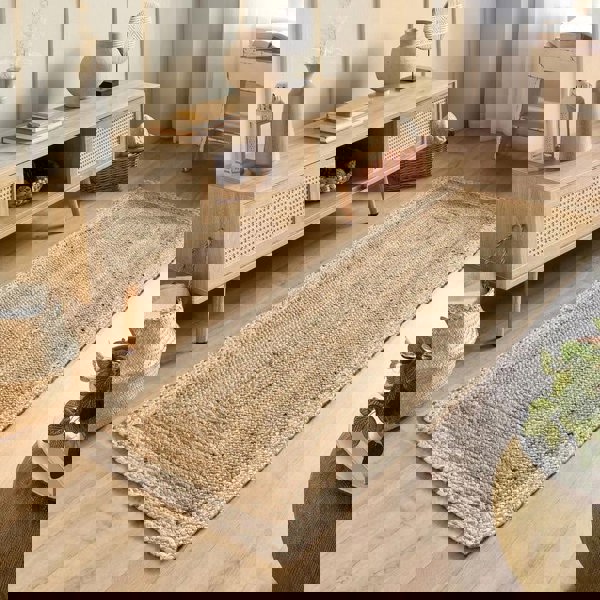 The Rugs Hand-Braided Jute Rug with Colourful Border