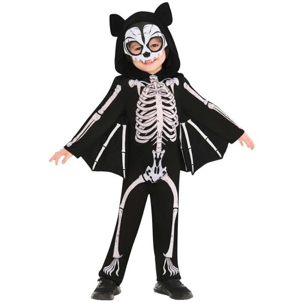Bristol Novelty Childrens/Kids Skeleton Bat Costume - Black/White - 