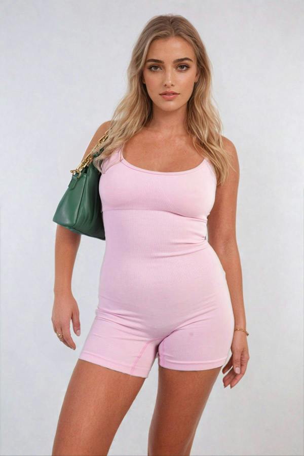 Imelda Strappy Fitted Bodysuit - Pink