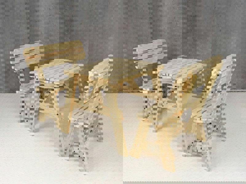 Victoria Rounded Picnic Table and Benches Set With Backrest - Wooden Outdoor Dining Set for Gardens and Patios