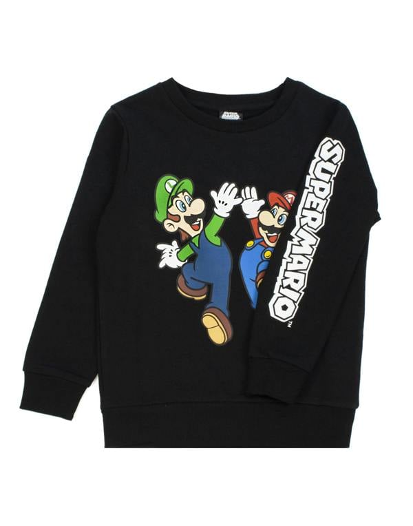 Nintendo Boys Black Multi-Character Placement Print Sweatshirt
