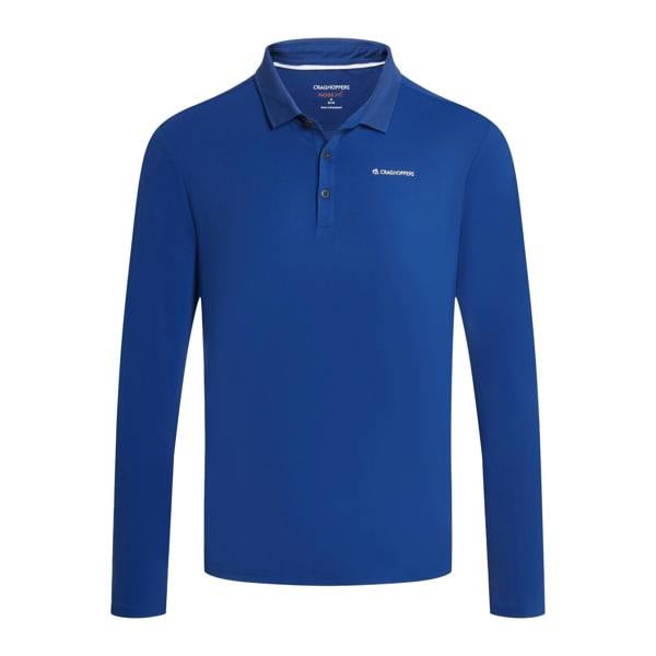 Craghoppers Mens Bramshaw Golf Nosilife Long-Sleeved Polo Shirt - Deep Marina - 