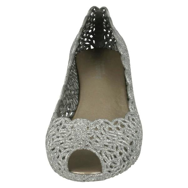 Savannah Ladies Savannah Slip On Open Toe Ballerina Style Wedge Shoes