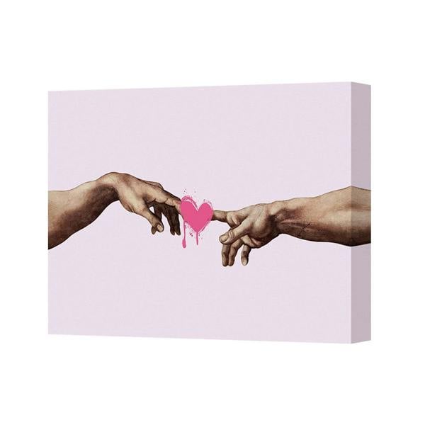 Benjamin Tate Design Contemporary Heart Hands Canvas Art Print With Deep Wooden Frame UK Handmade