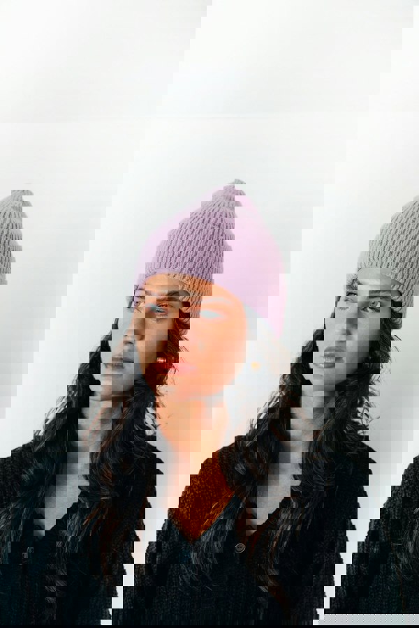 SVNX Ribbed Beanie Hat In Purple