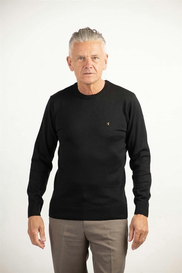Gabicci V00GK07 Mens Cole Crew Neck Sweater Gabicci Vintage - BLACK