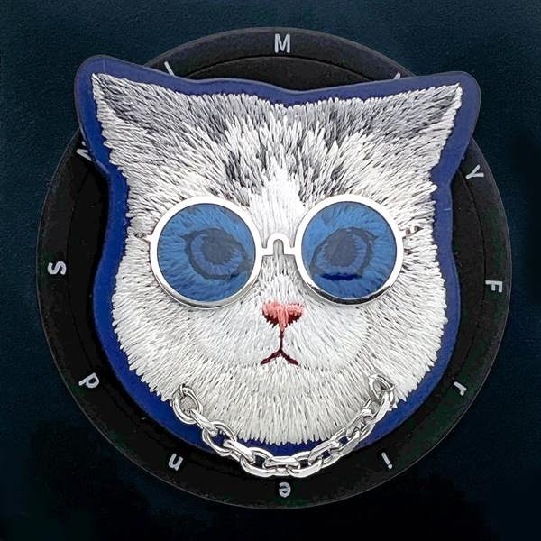 Nimmy Friends Nimmy Glass Cool Cat Face Case with Detachable MagSafe Grip Stand for iPhone 17 Pro 6.3" Black Blue - N-YJKM-CXZJ-IP17-PRO-03