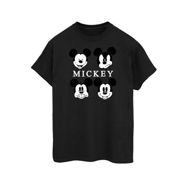 Disney Mens Four Heads Mickey Mouse Cotton T-Shirt - Black