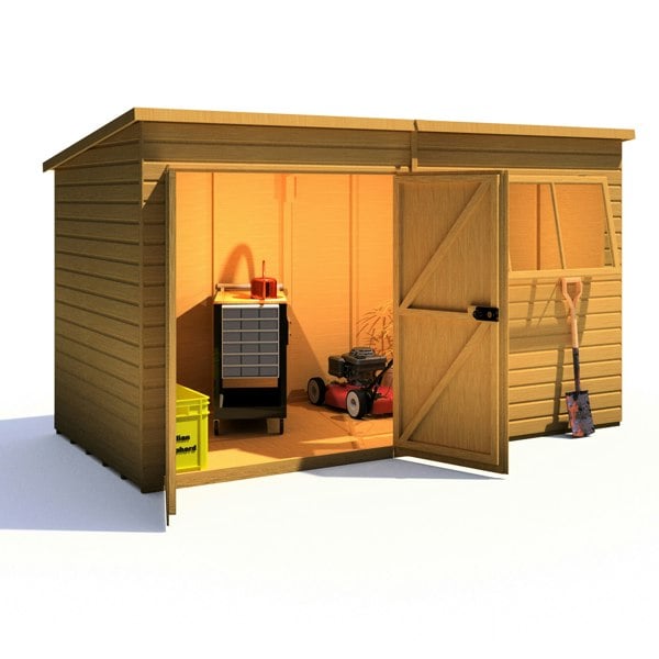 Shire Ranger 12x6 Double Door Premium Pent interlock Shiplap Shed - Best Shed