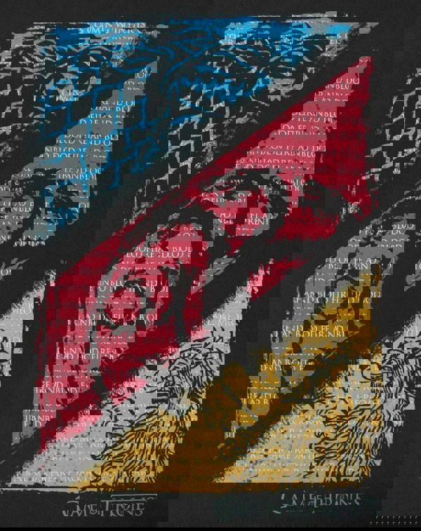 Game of Thrones Mens Black House Stark, House Targaryen, House Lannister Short Sleeved T-Shirt