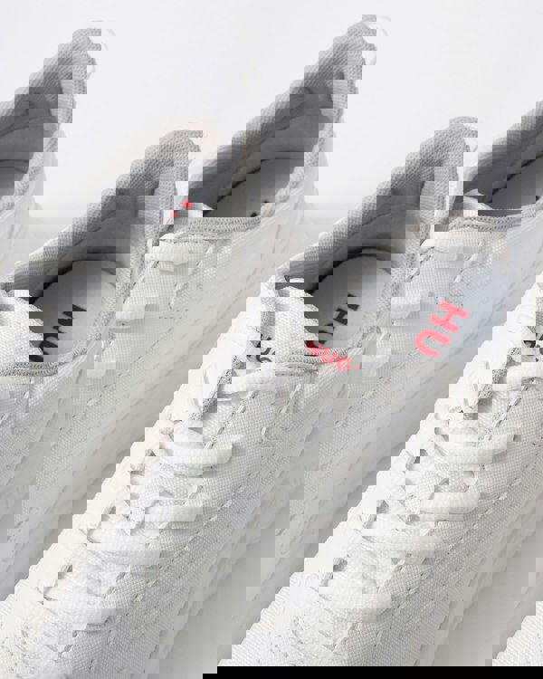 HUGO Leon Mens Logo-counter trainers with canvas-effect fabric - Open White 116