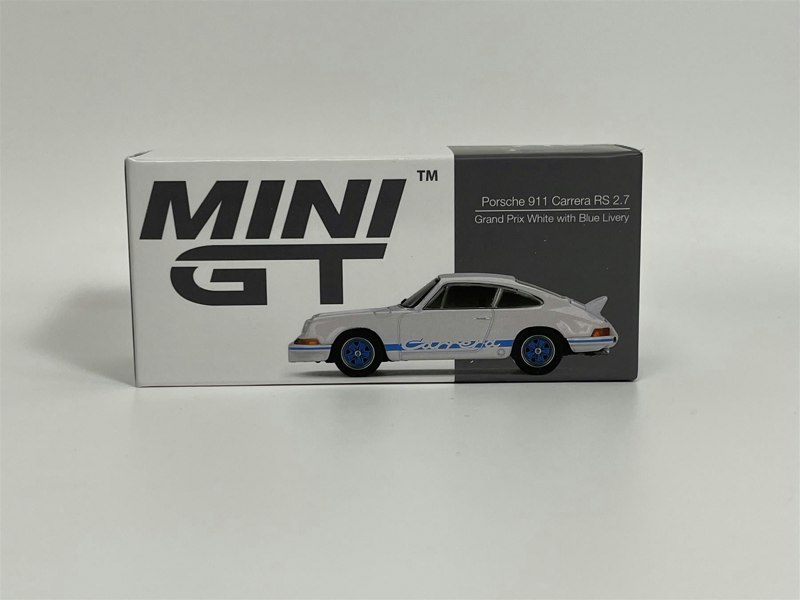 Mini GT Porsche 911 Carrera RS 2.7 Grand Prix White With Blue Livery RHD 1:64 Mini GT MGT00715R